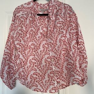 Loft Red Print Design Blouse